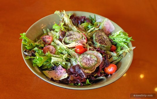 This is the Spring Mix Salad with a Lingonberry Vinaigrette (Summer 2023) and it's a much-improved version of what had previously been the salad at Akershus.