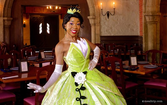 At the Akershus Royal Banquet Hall in Epcot's Norway pavilion — Tiana from "The Princess and the Frog" might be one of the princesses you'll meet over the course of your meal.
