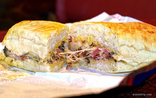 The Earl's Pastrami is a seasonal "special" sandwich at the Earl of Sandwich – and it's a pretty great one too. Because there's also bacon on this one, the sandwich ends up being more like an America smokeouse bbq or pub type of item, and not Italian so much.