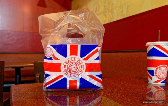 Your order at the Earl of Sandwich is placed in these cool British flag bags.