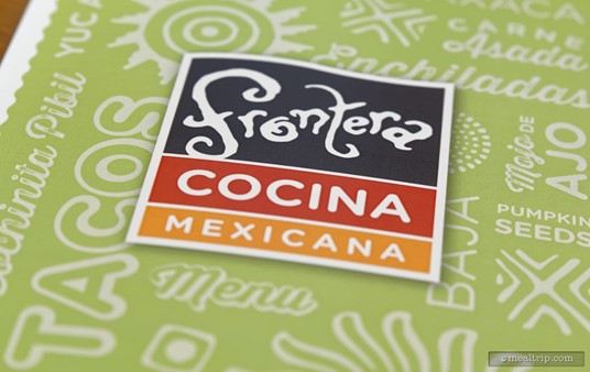 The front of a Frontera Cocina menu.