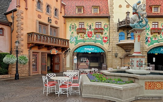 The main entrance to the Biergarten Restaurant in Epcot's Germany Pavilion.