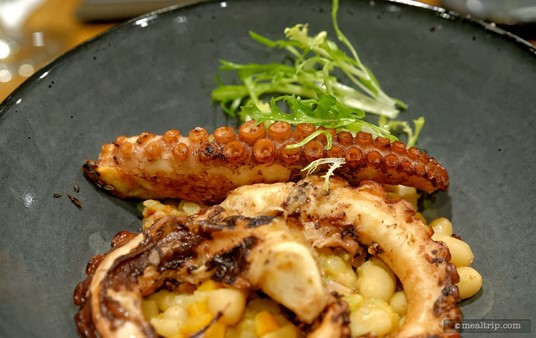The Charred Octopus seemed to be prepared well and had a nice flavor, but the plating seems a little — uninspired.