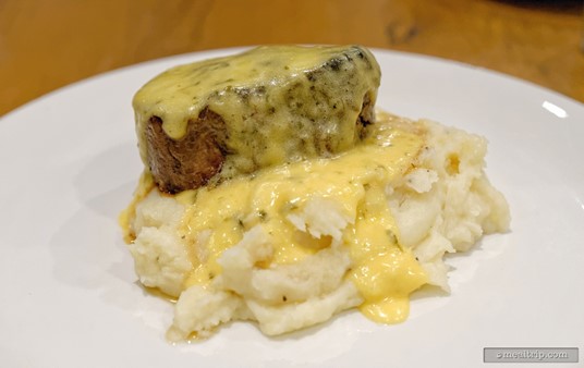 Béarnaise sauce (if you were wondering), typically has clarified butter, egg yolks, wine vinegar and various herbs in it — which also makes it great on mashed potatoes.