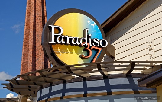 The main exterior sign for Paradiso 37 at Disney Springs.