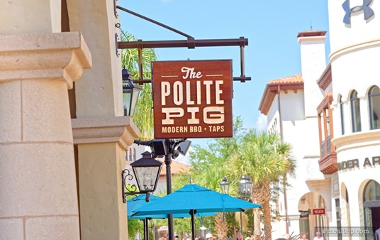 The exterior sign just outside The Polite Pig.