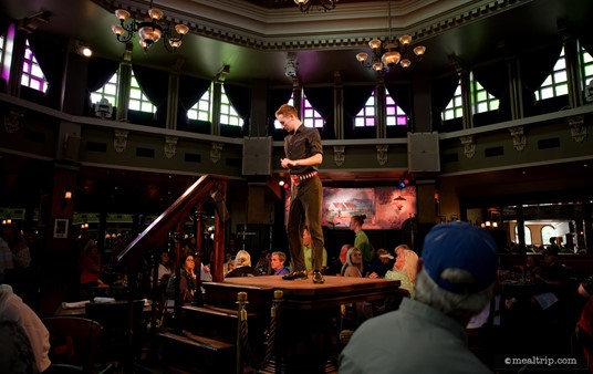 Dancers will perform several times on the center table over the course of a typical three-course meal.