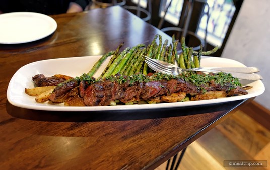 The Family-style Skirt Steak Plate (serves 2-4 guests), at Wine Bar George.