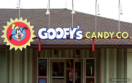 Sign above the Goofy's Candy Company location.