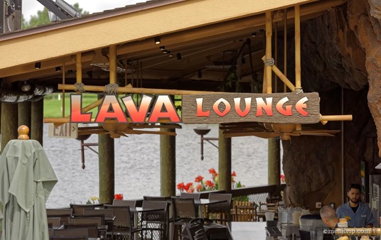 The Lava Lounge is connected to the Rainforest Cafe® building (if you're facing the main entrance to Rainforest Cafe®, the Lava Lounge is to your left).
