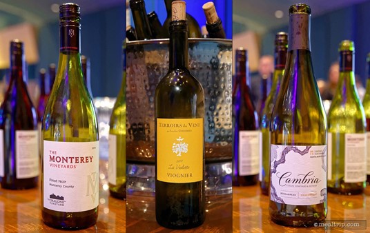 Here are a couple of the wine selections. Each food item listed on your menu, also had a suggested wine pairing that was available at a beverage station near the food.
