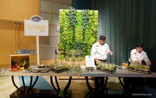 This station was just so cool. It's a salad wall, from the team at California Grill — they were plating three different salads to choose from!