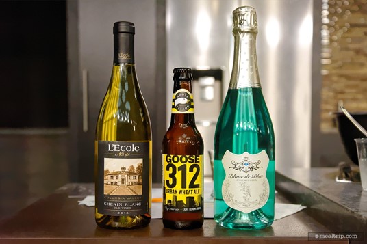 Here's the three bottles from the September 17th Tailgate Tasting event... from left to right; L'Ecole No. 41 Chenin Blanc Old Vines, Goose Island 312 Urban Wheat Ale, and Bleu Spectrum's Blanc de Bleu Cuvee Mousseux. (September 17th, 2018 event.)