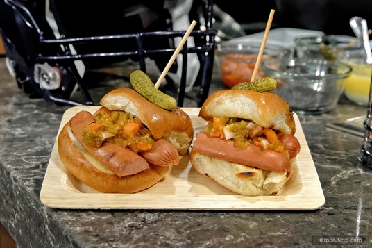 A couple of stage-made Chi Town Dog Sliders. (September 17th, 2018 event.)