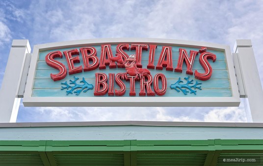 It's a sign! Positioned high atop the restaurant, you'll find this cool looking sign for Sebastian's Bistro, complete with a cute little "Sebastian" in the middle.