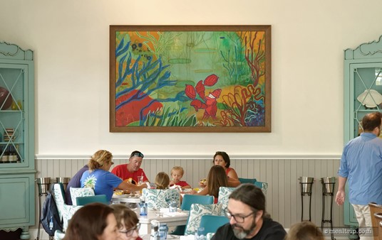 At the far-end of the back dining area is a painting with Sebastian! Yay!!! We finally found him!
