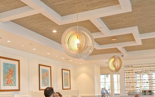 These light fixtures are very cool! They only hang in the "front" section of the dining area (the back section has much higher ceilings).