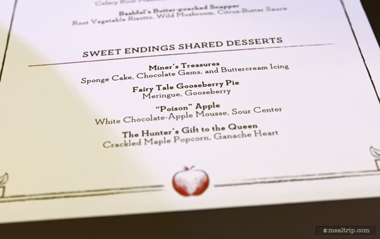 The dessert section of the menu. (Late Fall 2018)