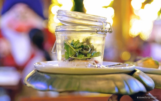 All of the table's Wicked Shrimp Cocktail(s) (i.e. one shrimp per person) are housed in a plastic mason jar.