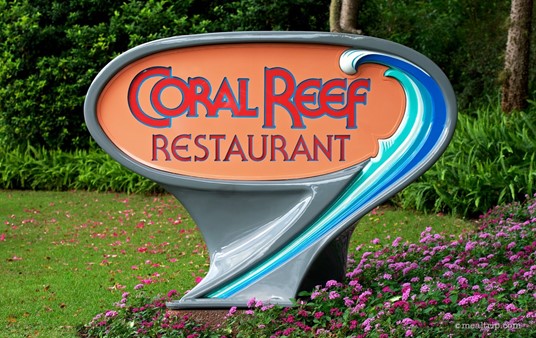 Sign outside, and across the walkway to the Coral Reef Restaurant.
