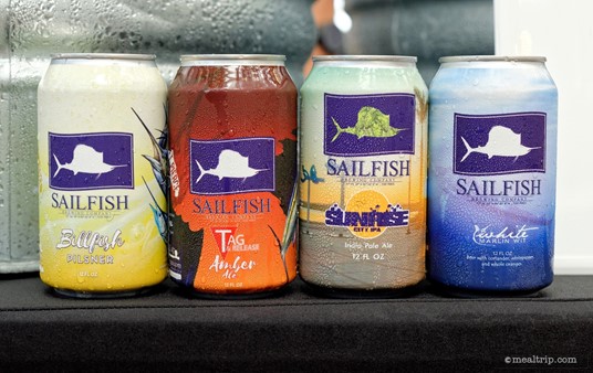 A selection of Sailfish Brewing Company Craft Beer from the Swan and Dolphin Food and Wine Classic (2018).