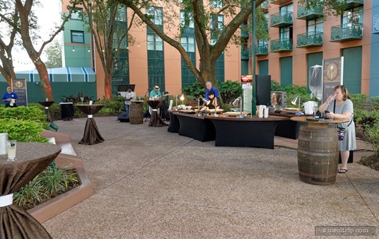 A couple of the Beer Garden's food stations at the Food and Wine Classic (2018).