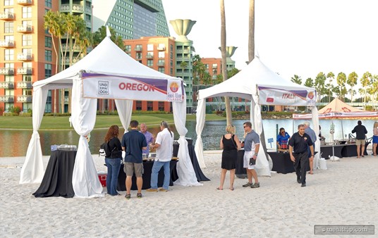 These wine kiosks for Oregon and Italy were located in the Polynesian area. Strange, but true. (2018)