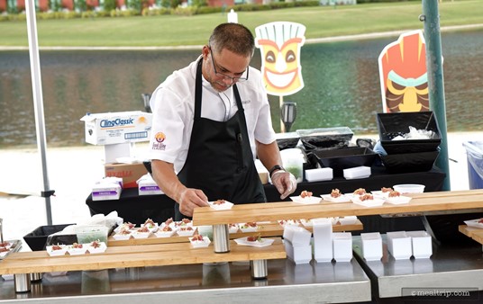 All the food samples are made and plated right at each of the kiosks where you pick the food up. It's a great chance to ask any prep or flavor questions about the dish! (2018)