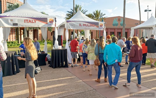 Sometimes, kind of, the beverage station that's pouring the "paired" wine is right next to the station that's offering the "paired" food — but in real life, there's more "strolling around and getting samples from wherever", going on at this festival.