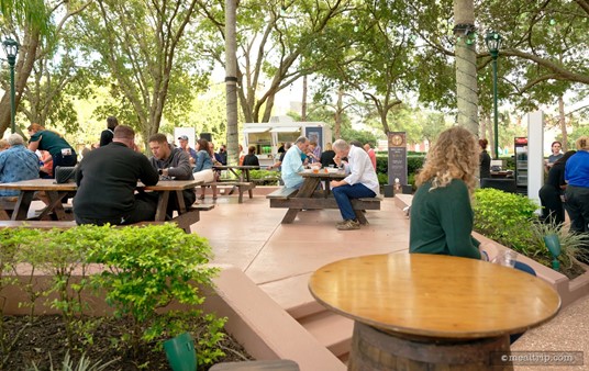 The Beer Garden area has some seating — but these fill up pretty quick, and the Beer Garden stays busy all night long.