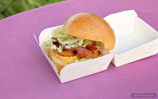 Arkansas “BLT”, Fried Green Tomato, Double Smoked Bacon, Iceberg Lettuce, Pimiento Cheese from Cabana Bar and Beach Club (2021).