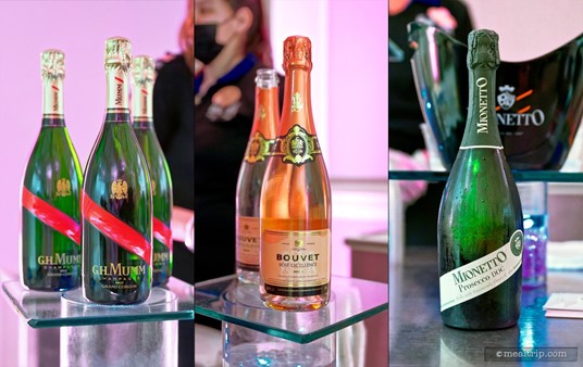Some of the sparkling wine and champagne available in the Bubble Room  at the Swan and Dolphin Food and Wine Classic (2021).
