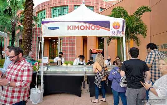 The Kimonos booth has been near the pool for the last couple of years, right next to the Bubble Room.