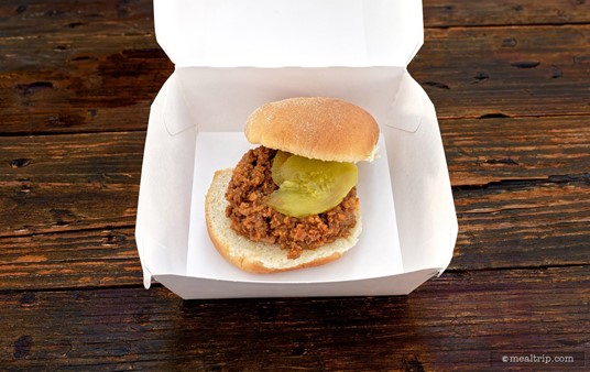 A Wagyu Sloppy Joe with Pickle Chip from The Swan and Dolphin Beer Garden (2021).