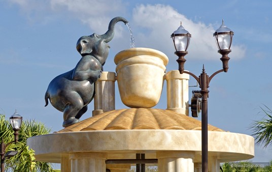 One of the coolest things I found to look at while visiting the Bar Riva is this elephant — that spends his time constantly filling a giant bucket of water... which eventually gets so full, it dumps out onto the heads of unsuspecting guests enjoying the nearby pool!