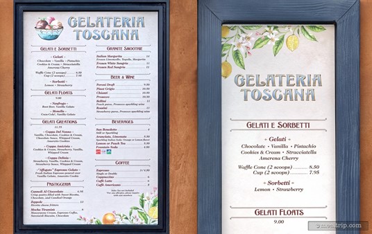 A couple of the pricing and menu signs located near the main building. (Summer 2021)