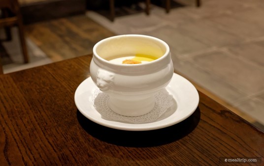 The soup at La Crêperie de Paris is plated in a cute little French bowl with a paper doily and a soup plate. Very classy.