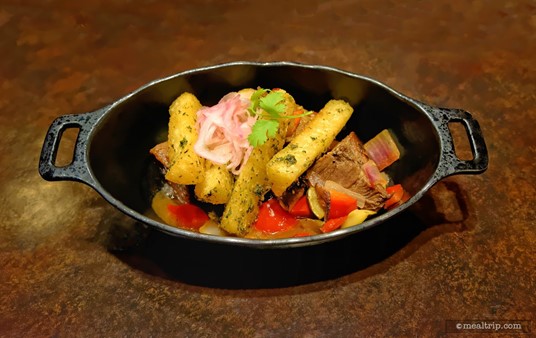 This is the "Batuuan Beef and Crispy Topato Stir-Fry" entrée from Docking Bay 7 Cargo and Food restaurant in the Star Wars Land area of Hollywood Studios.