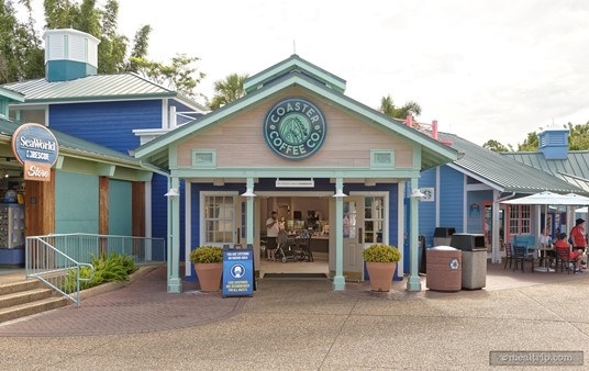 The Coffee Coaster Company is located near the front entrance of SeaWorld, Orlando. Previously, the location had been called the "Cypress Bakery".