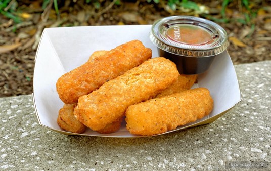 The Mozzarella Sticks from Altitude Burgers at SeaWorld also include a little cup of Marinara Sauce.
