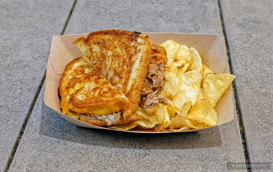 The Hawaiian sandwich from the Sesame Street Food Truck is served with house made chips.