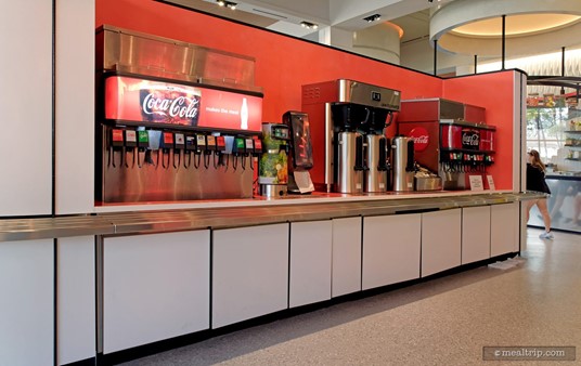 One of the self-serve beverage islands at Connections Eatery.