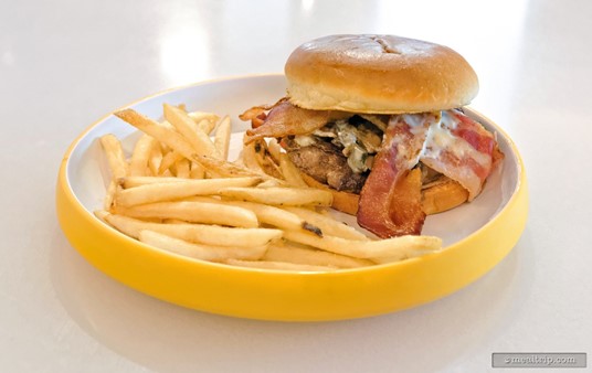 The French Bistro Burger from Connections Eatery is served with French Fries.