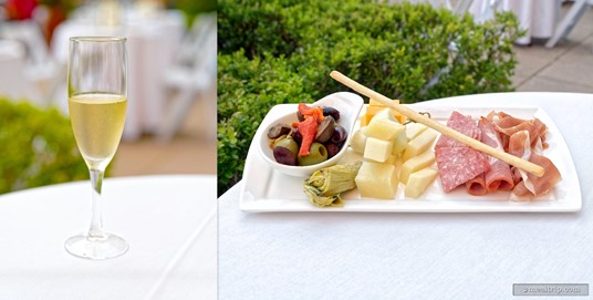 Guests in the VIP Ticket area at Harbor Nights started the event with a flute of sparkling wine and this hors d'oeuvres plate.