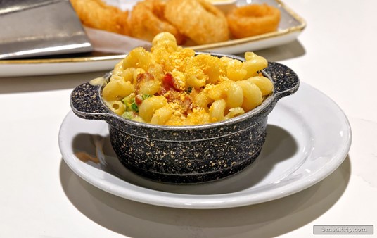 The Loaded Mac and Cheese is on the "Lounge Bites" menu. In addition to the Mac and Cheese, there's said to be Applewood-smoked Bacon and Jalapenos in the dish.