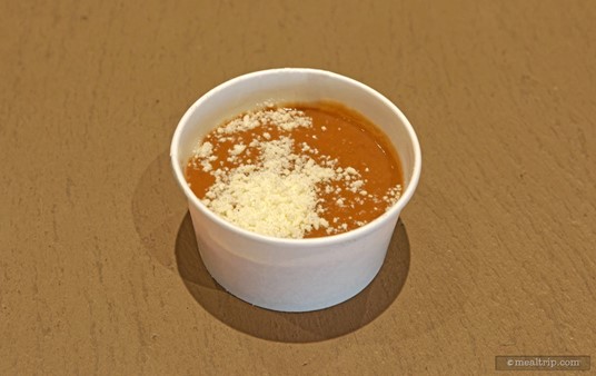 Here's a photo of the Refried Beans side item from the Lakeside Grill Cantina. The beans are topped with Cotija Cheese. It's available as a side item and it's served with several of the main entrées.