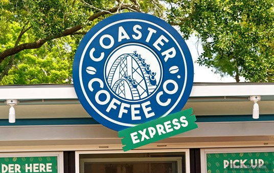 The Coaster Coffee Company Express is a small kiosk located near Dockside Pizza and the Orca Encounter stadium at SeaWorld Orlando.