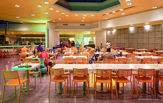 All the dessert buffet lines are at the back-end of this photo... near where the normal Tomorrowland Terrace food ordering counters would be. (This is the "Plaza Garden Viewing" seating area for the dessert party portion of the event.)