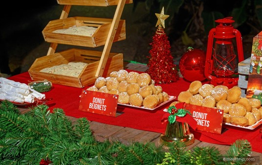 There's some Sugar Cookies in that stacked box on the left, Donut Beignets in the middle and a Pumpkin Loaf with Vanilla Cream on the right (not in the photo).