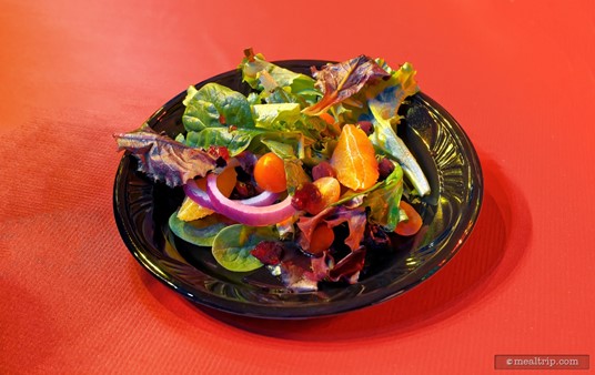 Here's a closer look at a portion of the Santa's Fall Salad. The official SeaWorld description called for Poached Pears to be in the mix — but I actually quite like the Orange Slices that were in the salad instead.